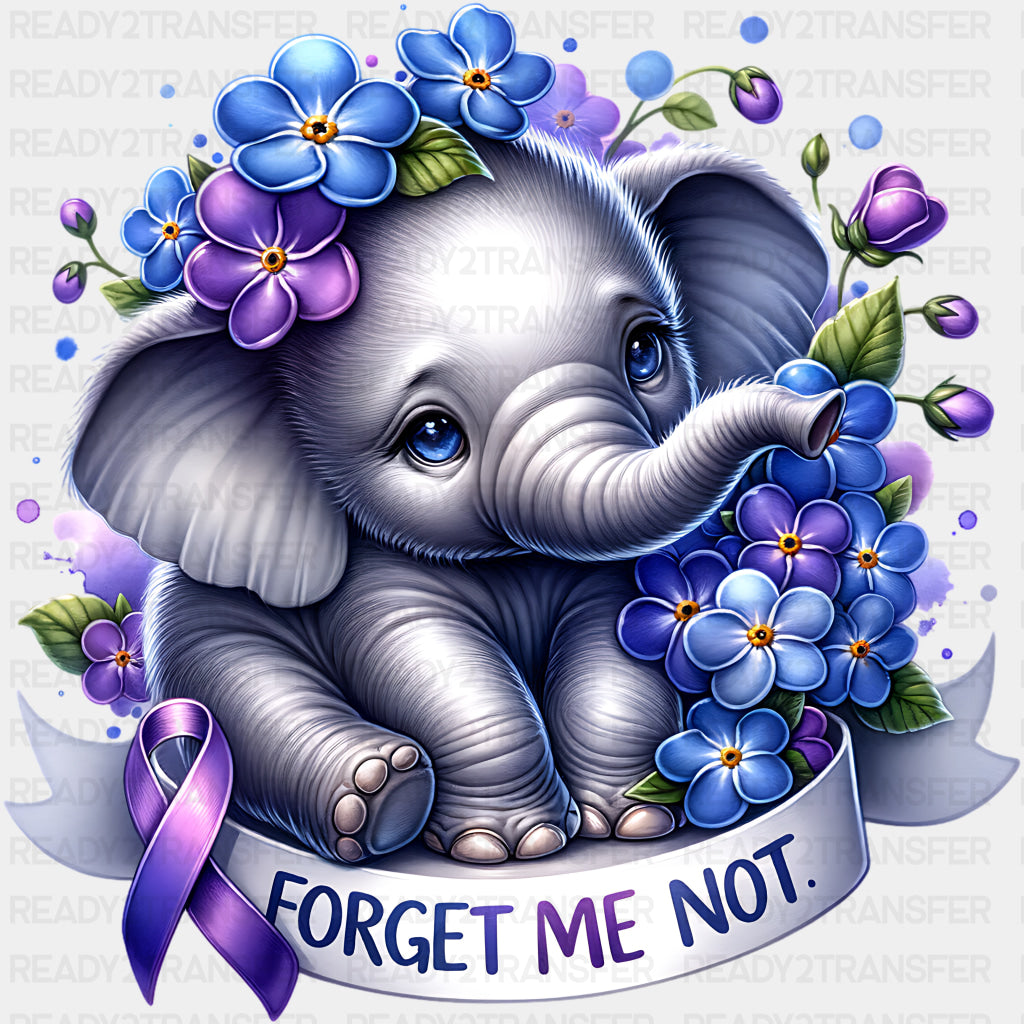 Forget Me Not Elephant - Alzheimer's Awareness DTF Transfer ready2transfer