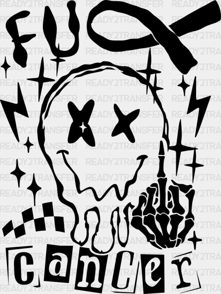 Fu Cancer Smiley - Dtf Transfer Adult Unisex S & M (10’’) / Dark Color Design (See Imaging)