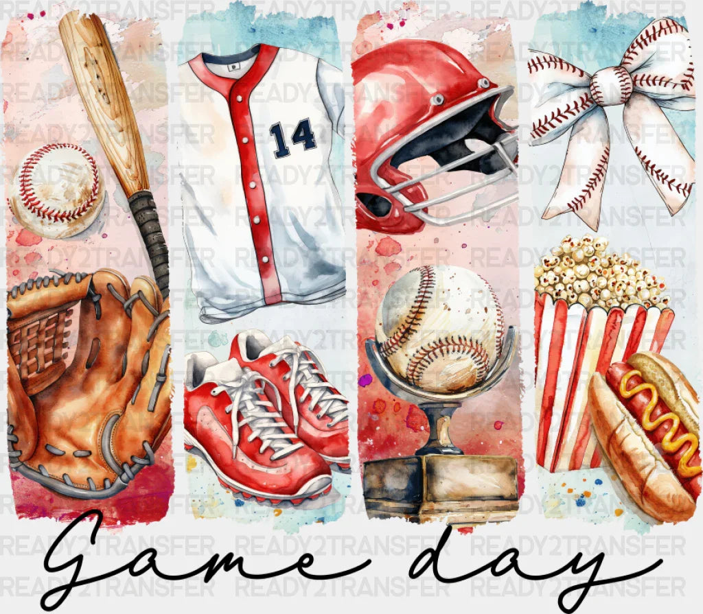 Game Day Baseball - Dtf Transfer Adult Unisex S & M (10’’) / Dark Color Design (See Imaging)