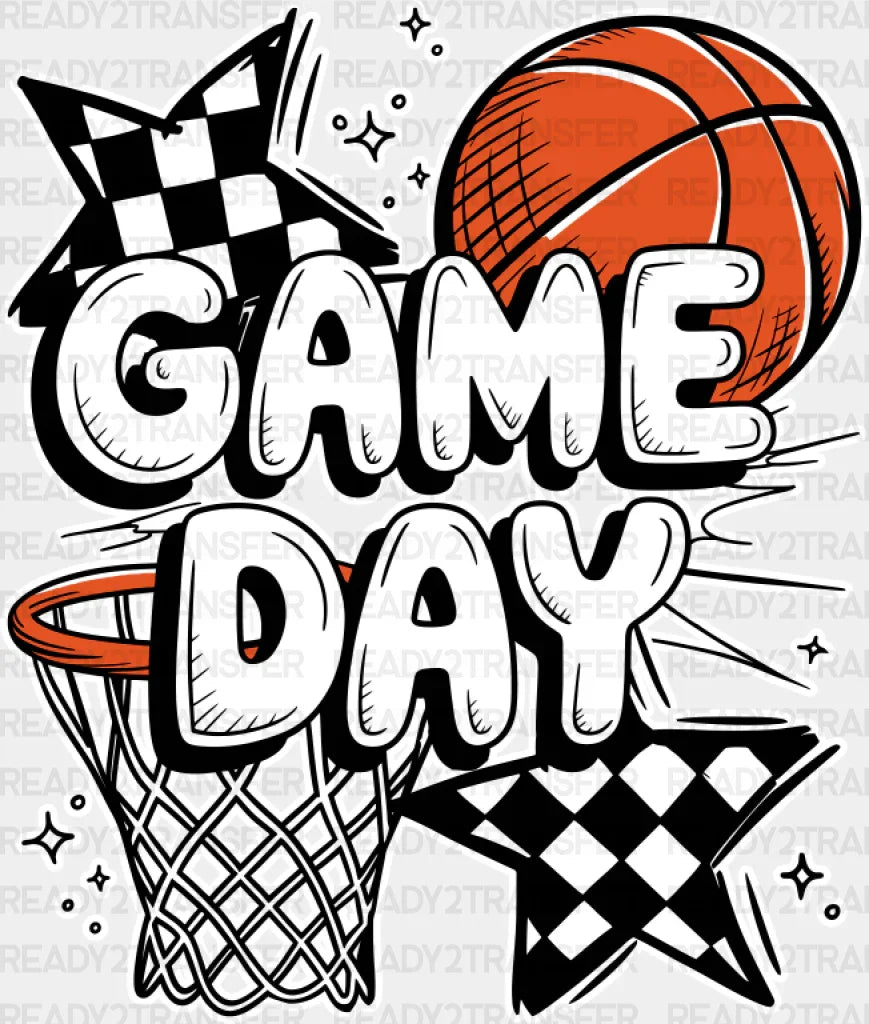 Game Day Basketball Hoop Star Design - Dtf Transfer Adult Unisex S & M (10’’) / Light Color