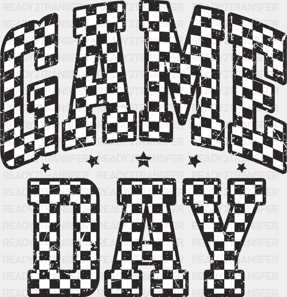 Game Day Checkered Design Game Day DTF Transfer Adult Unisex S & M (10’’) / Dark Color Design (See Imaging)