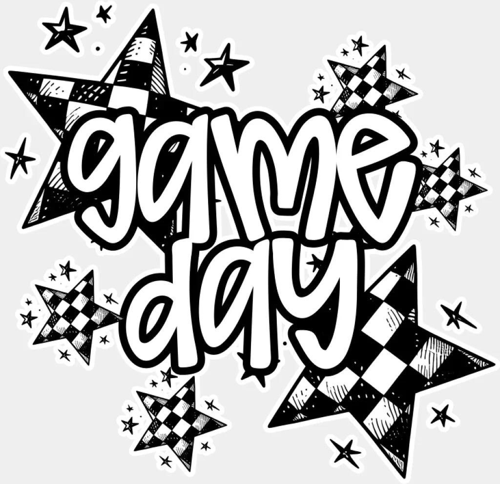 Game Day Checkered Stars - Game Day DTF Transfer Adult Unisex - S & M (10’’) / Light Color Design (See Imaging)