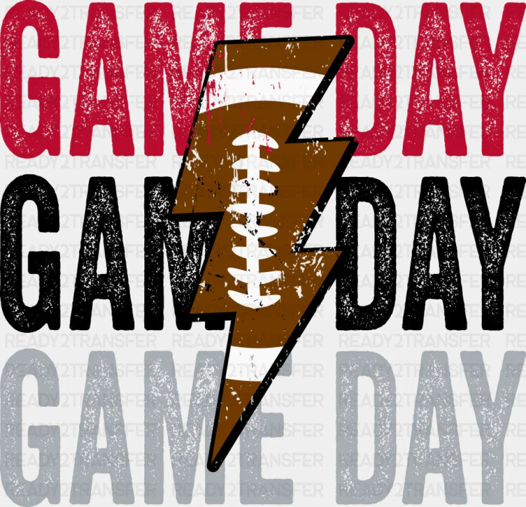Gameday Football Lightning Bolt - Game Day DTF Transfer Adult Unisex - S & M (10’’) / Dark Color Design (See Imaging)
