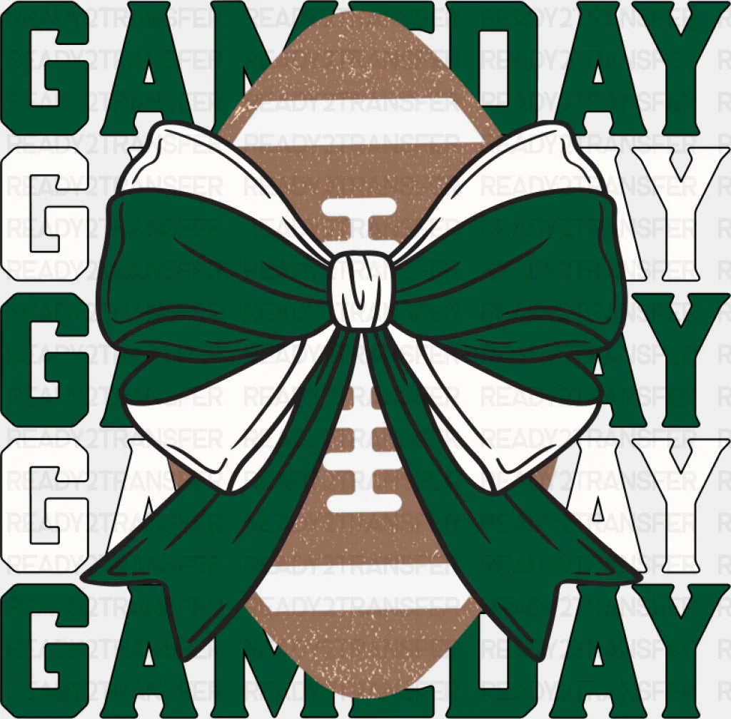 Gameday Green And White Ribbon - Game Day DTF Transfer Adult Unisex - S & M (10’’) / Dark Color Design (See Imaging)