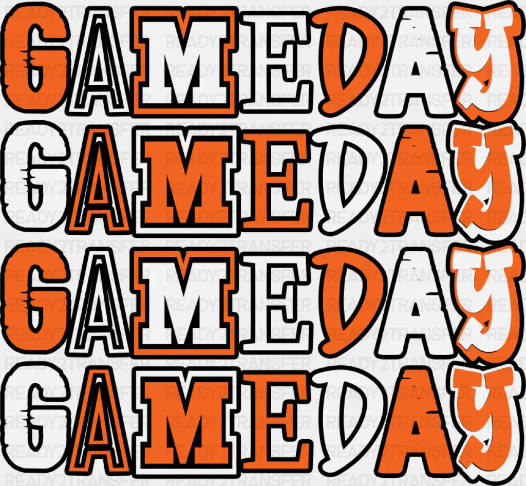 Gameday Orange Design - Game Day DTF Transfer Adult Unisex - S & M (10’’) / Dark Color Design (See Imaging)