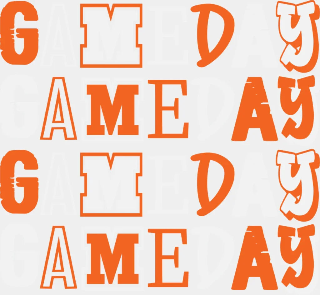 Gameday Orange Design - Game Day DTF Transfer Adult Unisex - S & M (10’’) / Light Color Design (See Imaging)
