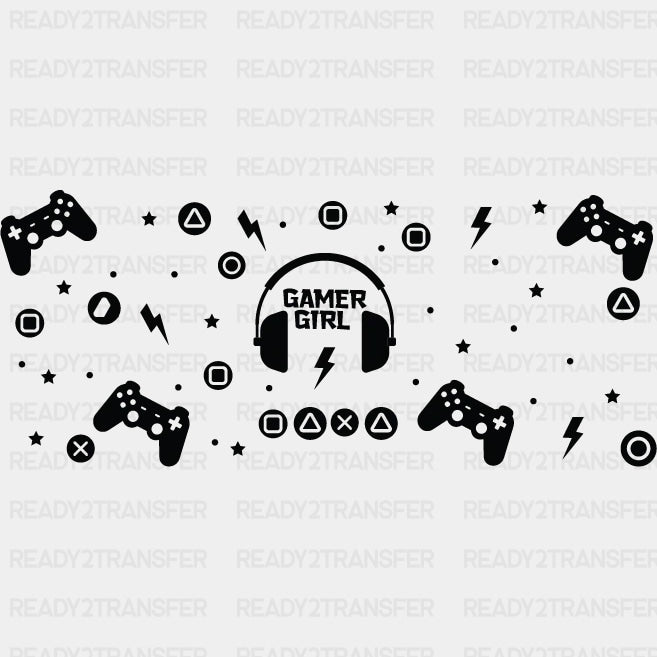 Gamer Girl Headphones - Video Games Cup Wrap UV Sticker Permanent UV DTF Decal ready2transfer