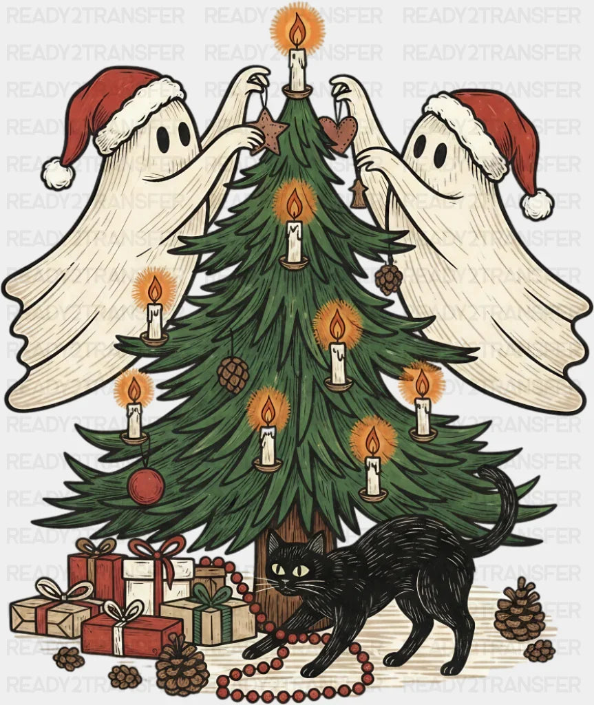 Ghosts And Black Cat - Christmas DTF Transfer