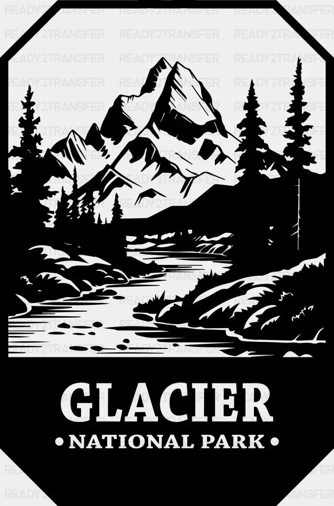 Glacier National Park Design - National Parks DTF Transfers ready2transfer Black