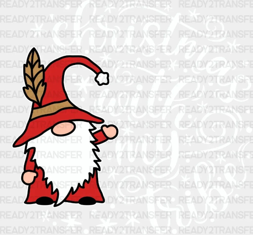 Gnome Christmas With My Tribe DTF Transfer ready2transfer White