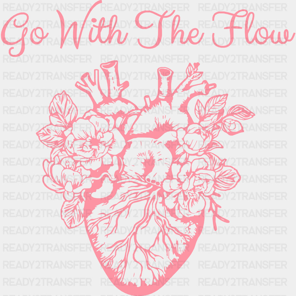 Go With The Flow Pink Design - Cardiac Nurse DTF Transfers ready2transfer