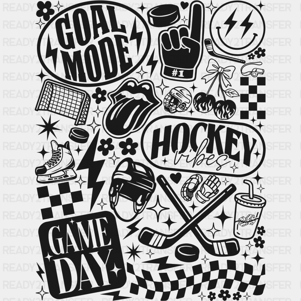 Goal Mode, Game Day - Hockey DTF Transfers ready2transfer Dark Color Design (See Imaging)