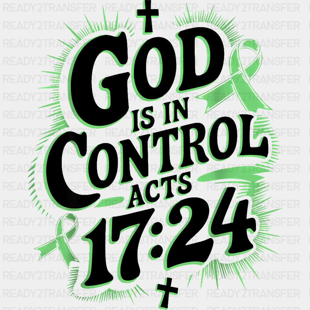 God Is In Control Acts 17:24 - Lymphoma DTF Transfers Adult Unisex - S & M (10’’) / Dark Color Design (See Imaging)