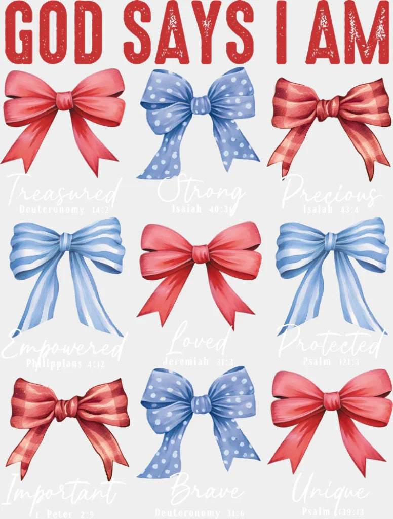 God Says I Am - Christianity DTF Transfer Adult Unisex - S & M (10’’) / Light Color Design (See Imaging)