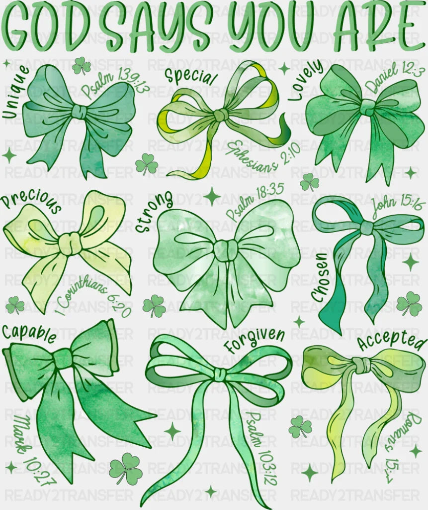 God Says You Are - St. Patrick’s Day DTF Transfer Adult Unisex - S & M (10’’) / Dark Color Design (See Imaging)