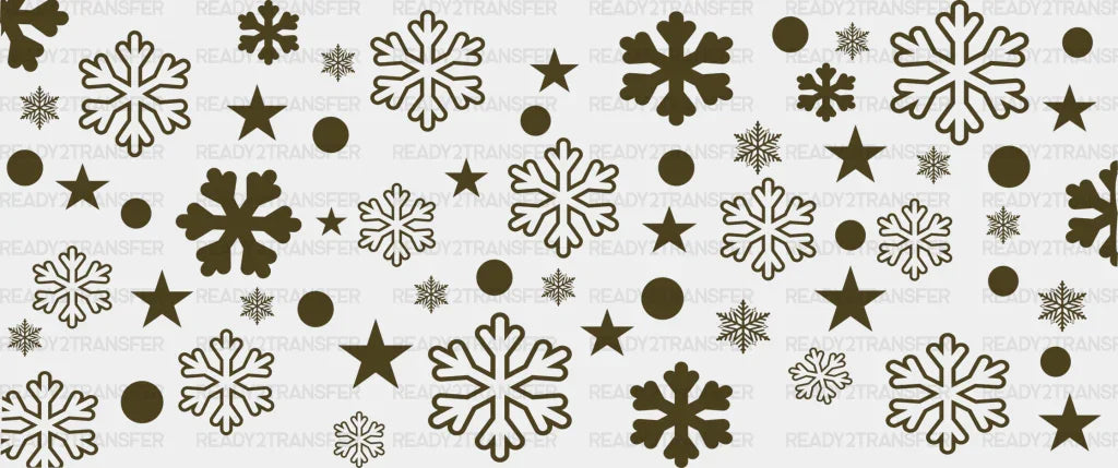 Golden Snowflakes - Christmas Cup Wrap Uv Sticker Permanent Dtf Decal