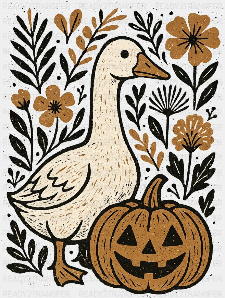 Goose With Jack o'Lantern - Halloween DTF Transfer ready2transfer