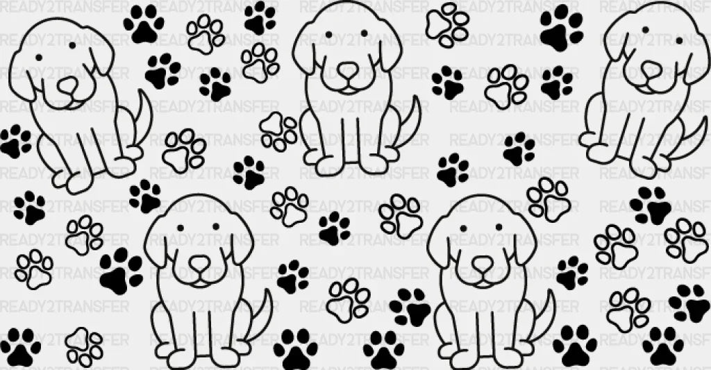 Gray Dog Paw Design - Pets Cup Wrap Uv Sticker Permanent Dtf Decal