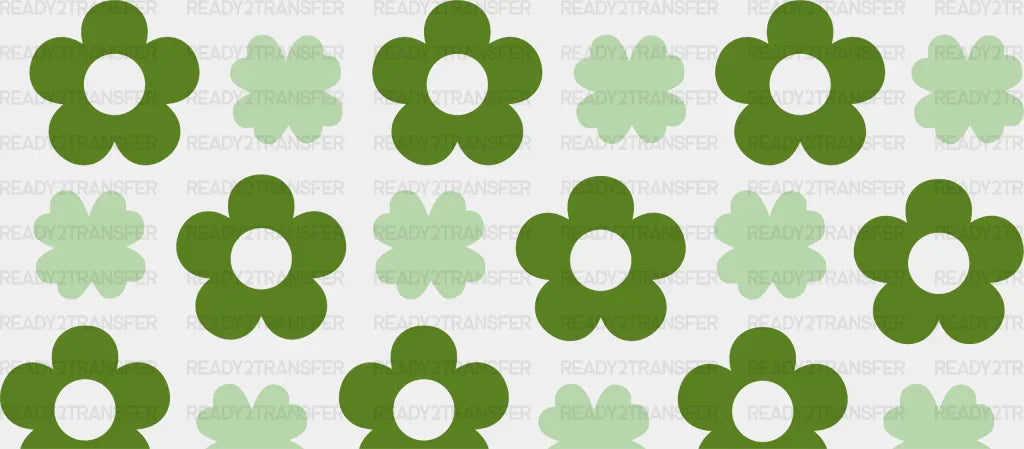 Green Flowers And Clovers - St Patrick Cup Wrap Uv Sticker Permanent Dtf Decal
