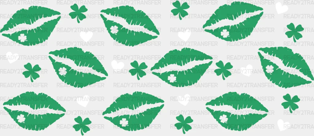Green Lip Print - St Patrick Cup Wrap Uv Sticker Permanent Dtf Decal