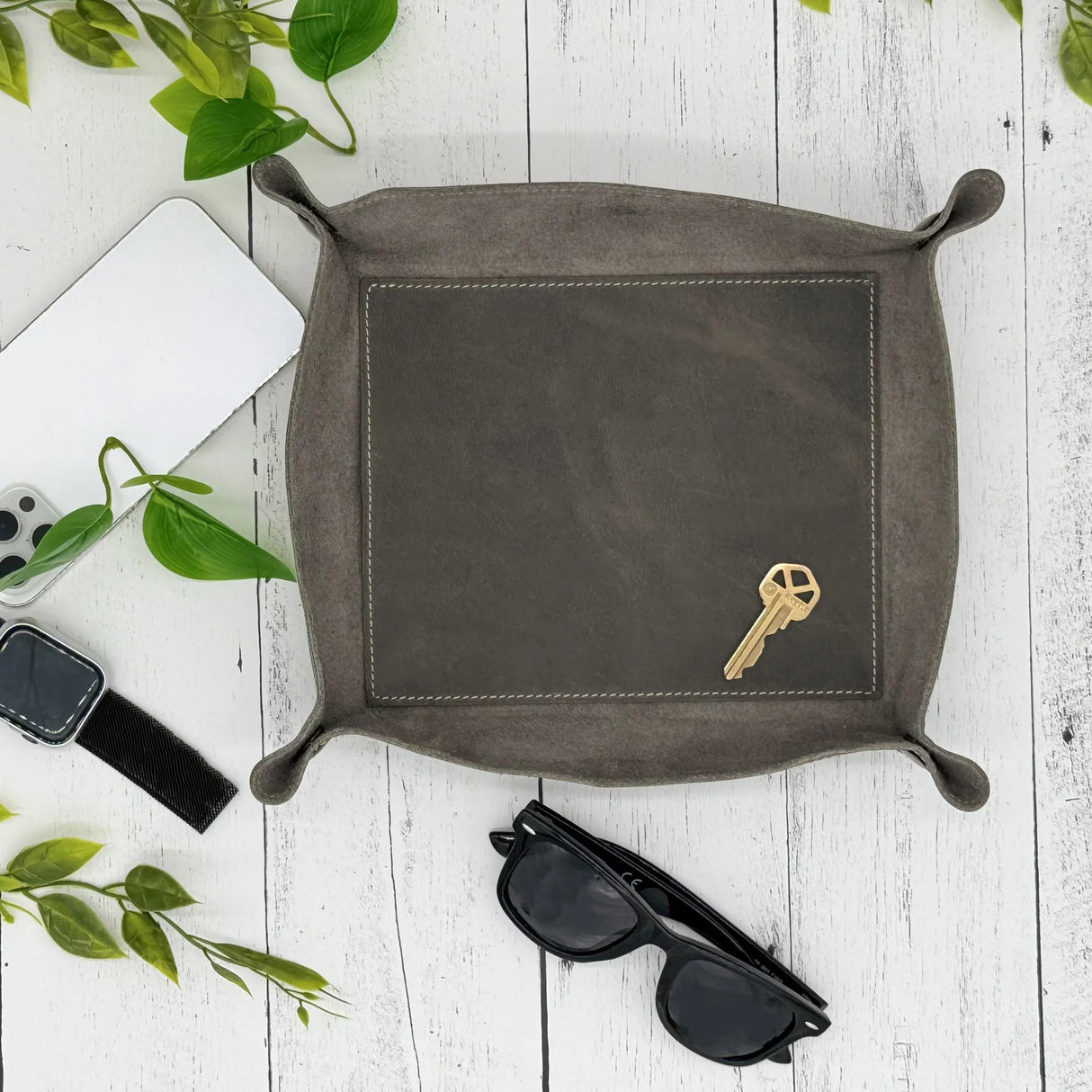 Custom Engraved Leather Tray