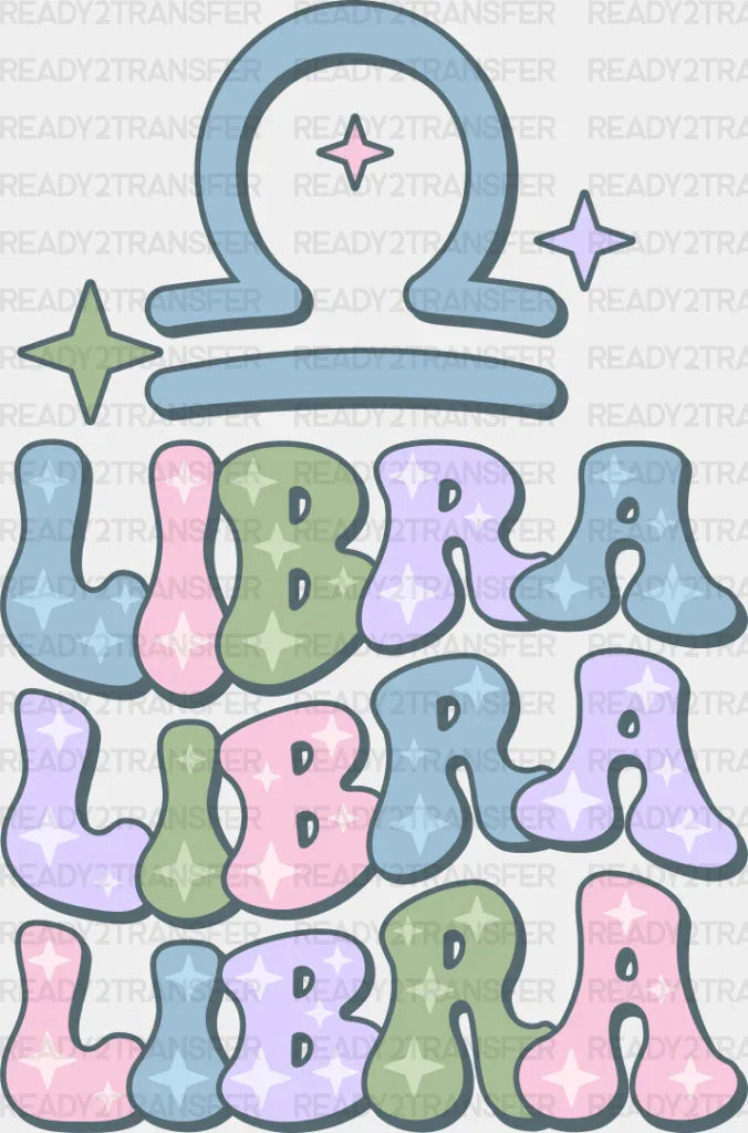 Groovy Libra Design - Zodiacs & Horoscopes DTF heat transfer ready2transfer