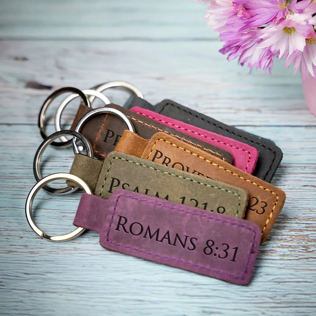 Custom Engraved Leather Keychain – Rectangle