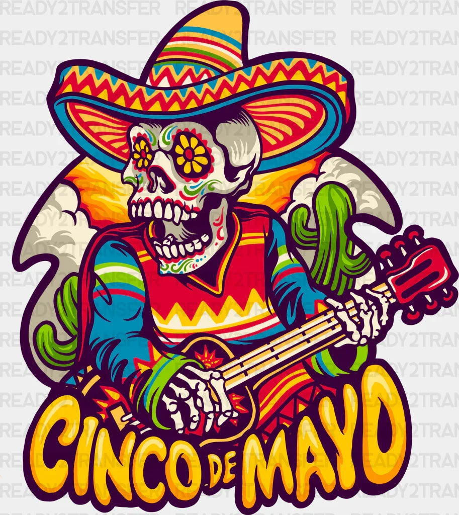 Guitar Playing Skeleton - Cinco De Mayo DTF heat transfer ready2transfer
