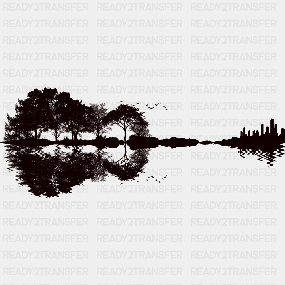 Guitar Silhouette - Music DTF Transfers ready2transfer Dark Color Design (See Imaging)
