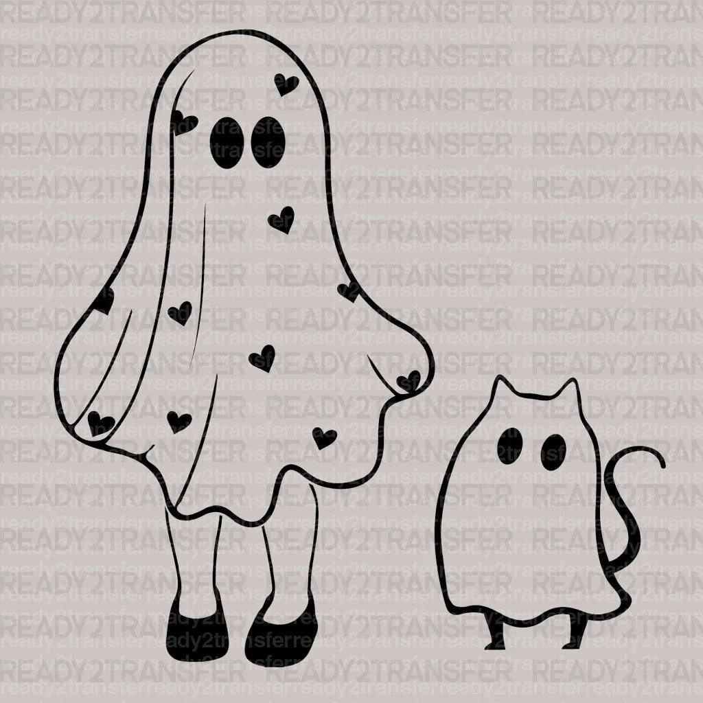 HALLOWEEN GIRL AND CAT DTF Transfer ready2transfer