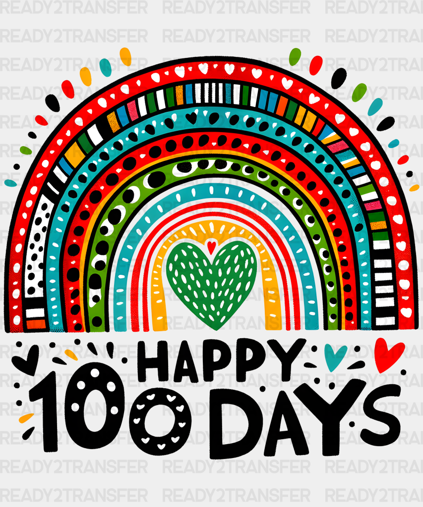 Happy 100 Days Heart Dtf Transfer Ready2transfer