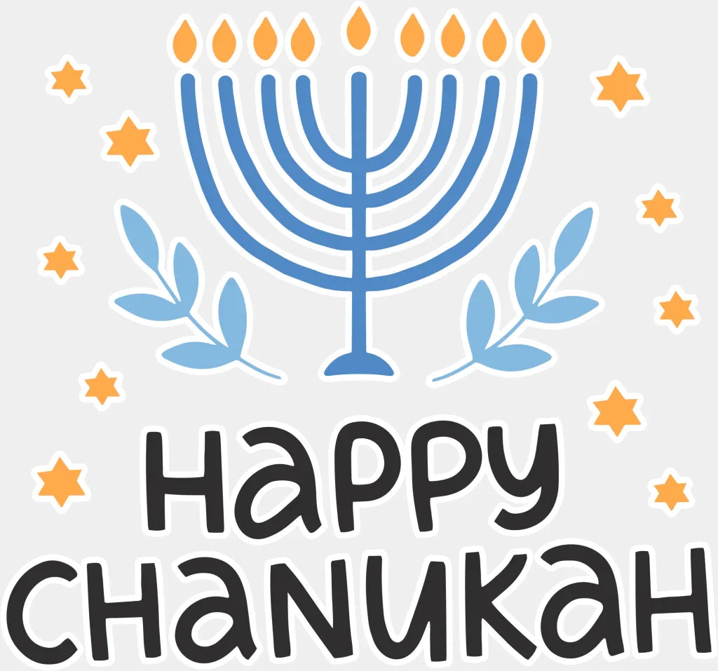 Happy Chanuka - Hanukkah Dtf Heat Transfer Adult Unisex S & M (10’’) / White