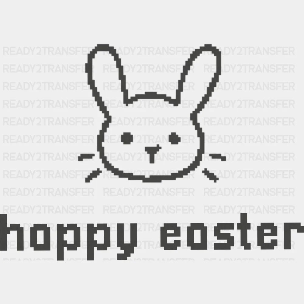 Happy Easter Rabbit Pixelated - Easter DTF Transfer Adult Unisex - S & M (10’’) / Dark Color Design (See Imaging)