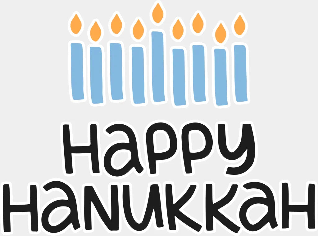 Happy Hanukkah Candlestick - Dtf Heat Transfer Adult Unisex S & M (10’’) / White
