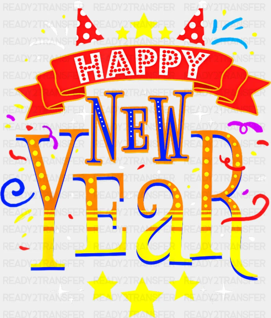 Happy New Year Stars - New Year DTF Transfer