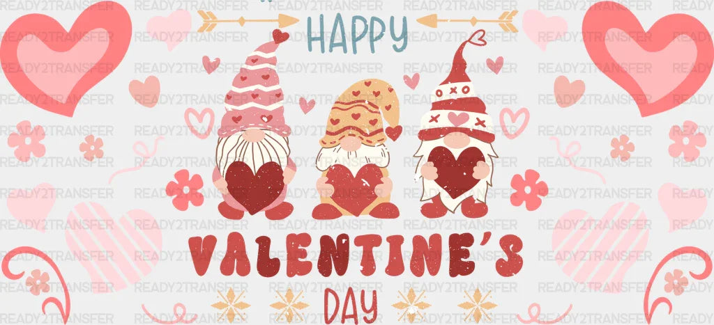 Happy Valentine’s Day Gnomes - Cup Wrap Uv Sticker Permanent Dtf Decal
