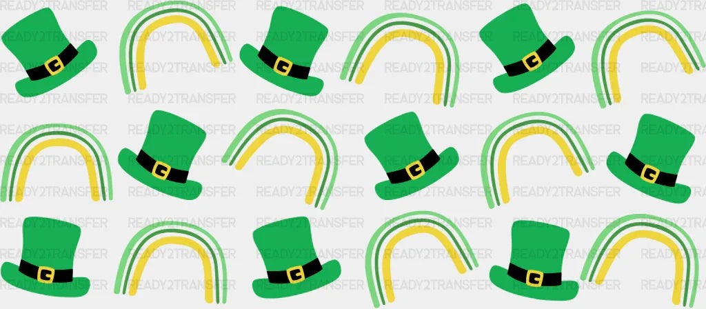 Hat And Rainbows - St Patrick Cup Wrap Uv Sticker Permanent Dtf Decal