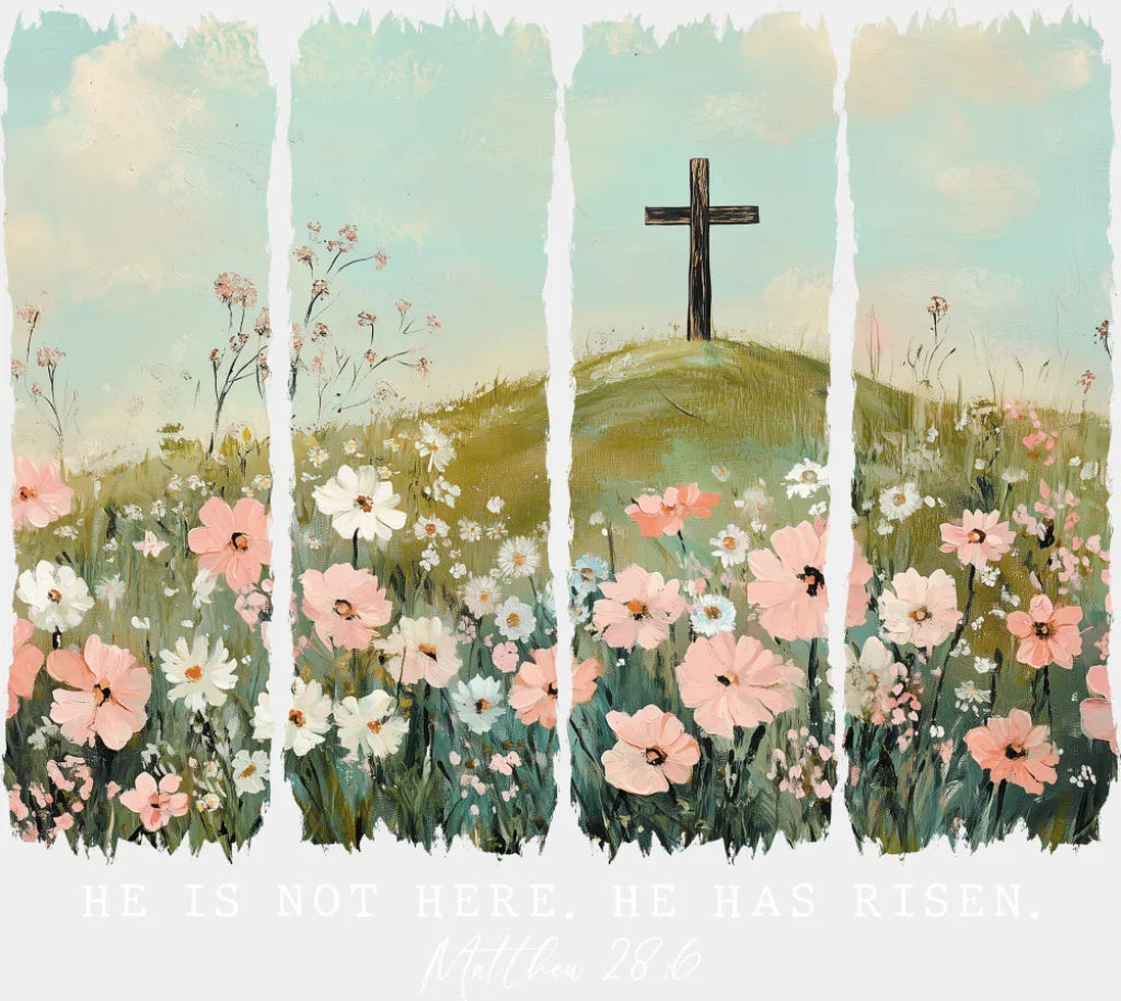 He Is Not Here He Has Risen - Christianity DTF Transfer Adult Unisex - S & M (10’’) / Light Color Design (See Imaging)