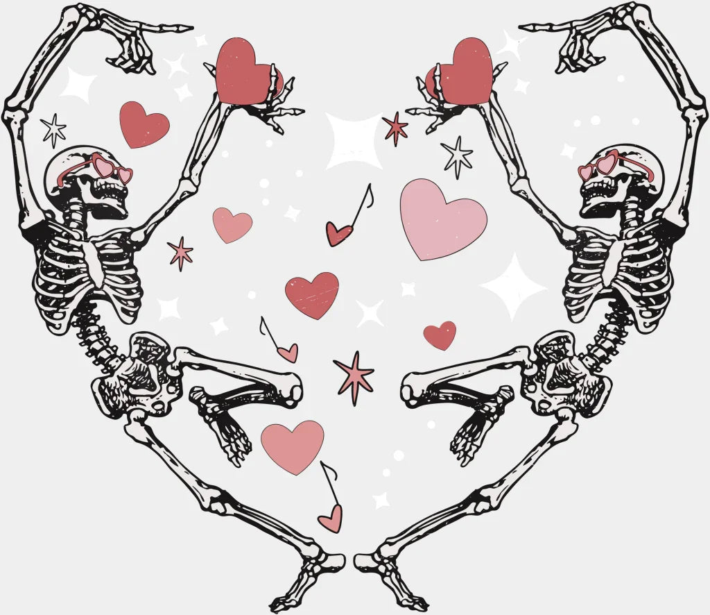 Heart Design Skulls Dtf Transfer