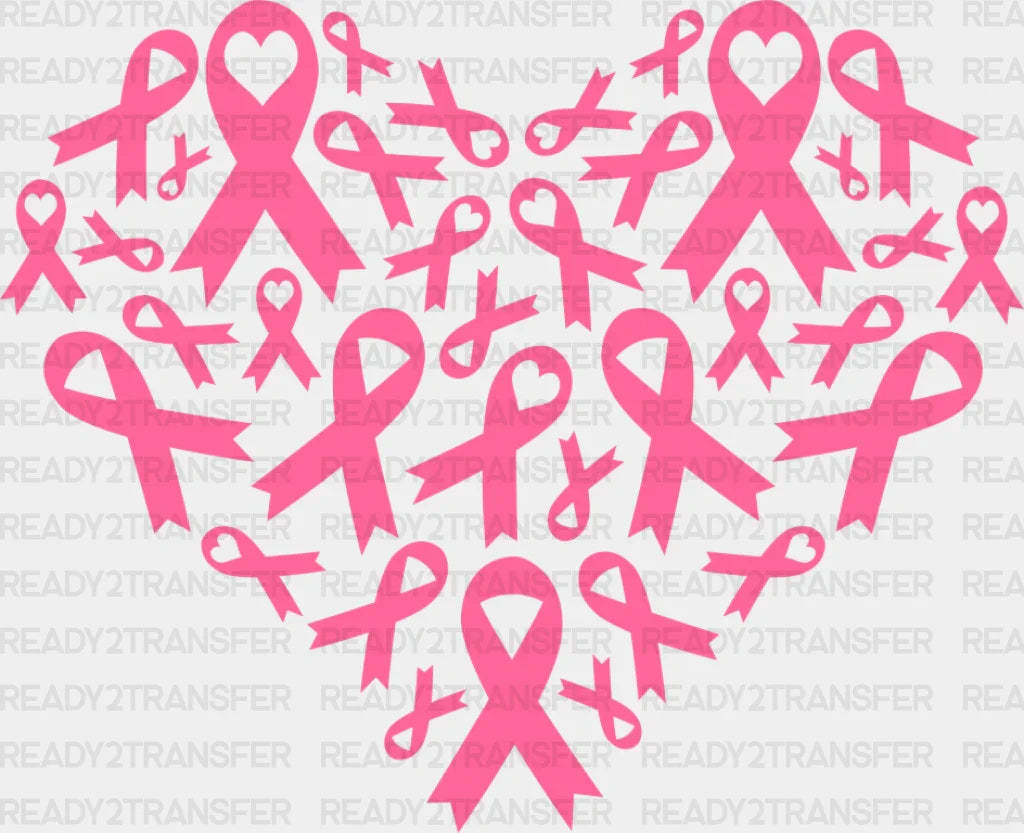 Heart Made Of Ribbons - Cancer Dtf Transfer