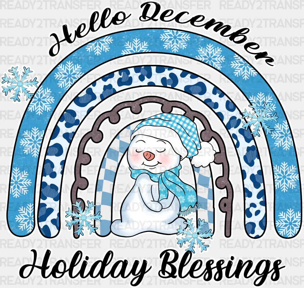 Hello December Holiday Blessings - Winter Iron On Dtf Transfer Adult Unisex S & M (10’’) /