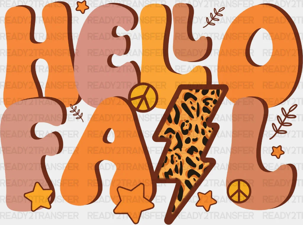 Hello Fall Peace Sign - Dtf Transfer