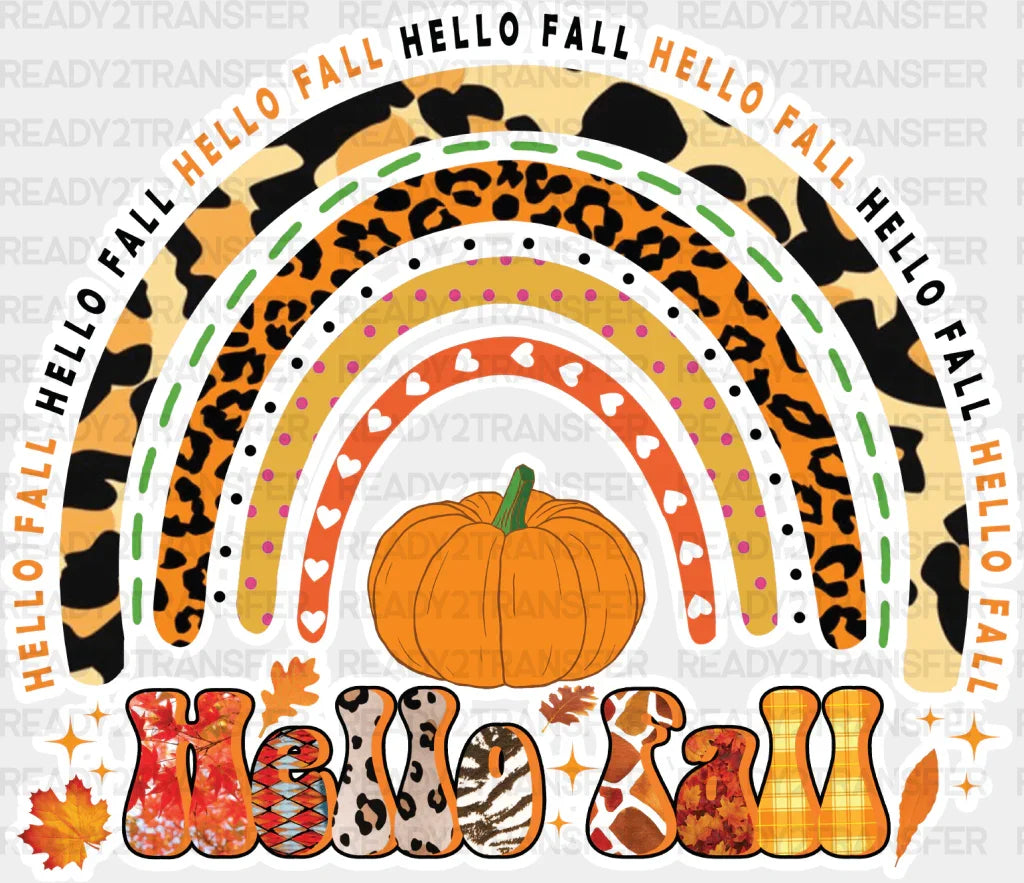 Hello Fall Rainbow - Dtf Transfer Adult Unisex S & M (10’’) / Light Color Design (See Imaging)
