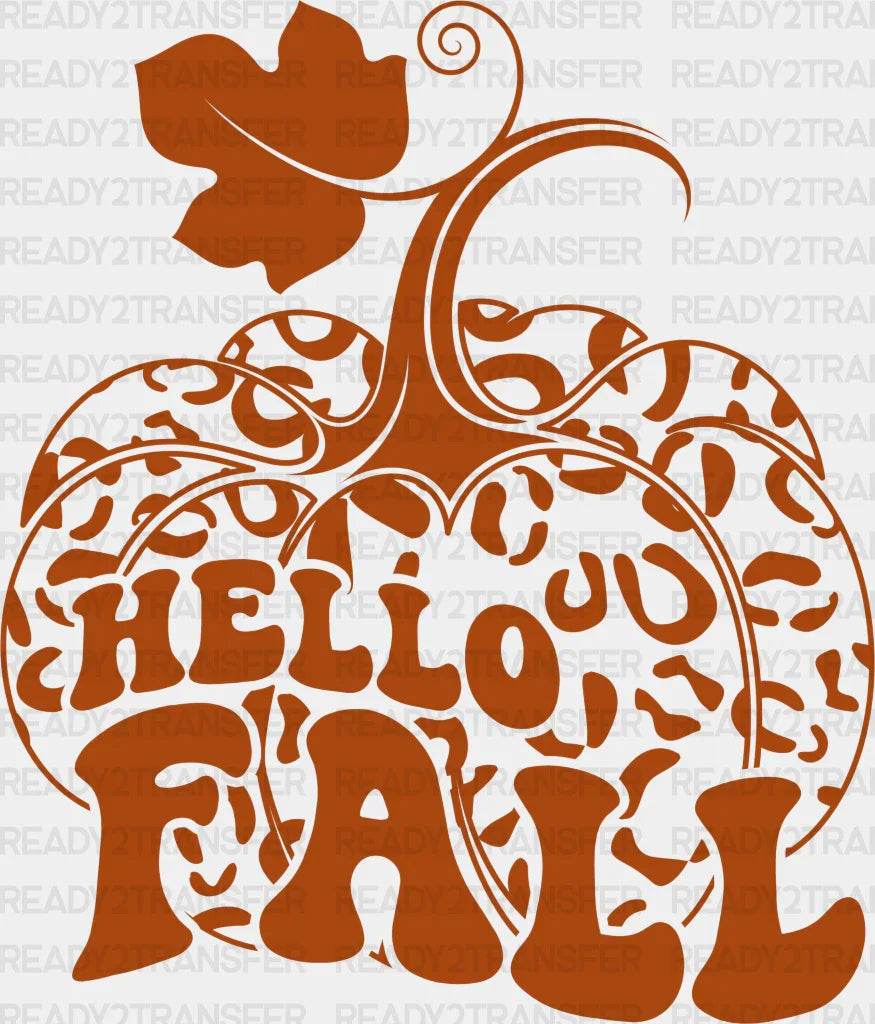 Hello Falls Pumpkin Design Fall Season DTF Transfer ready2transfer