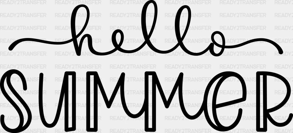 Hello Summer Cursive Dtf Transfer Adult Unisex - S & M (10’) / Black