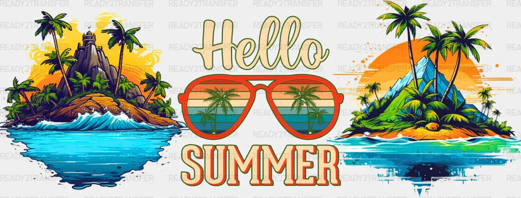 Hello Summer Island Design - Cup Wrap Uv Sticker Permanent Dtf Decal
