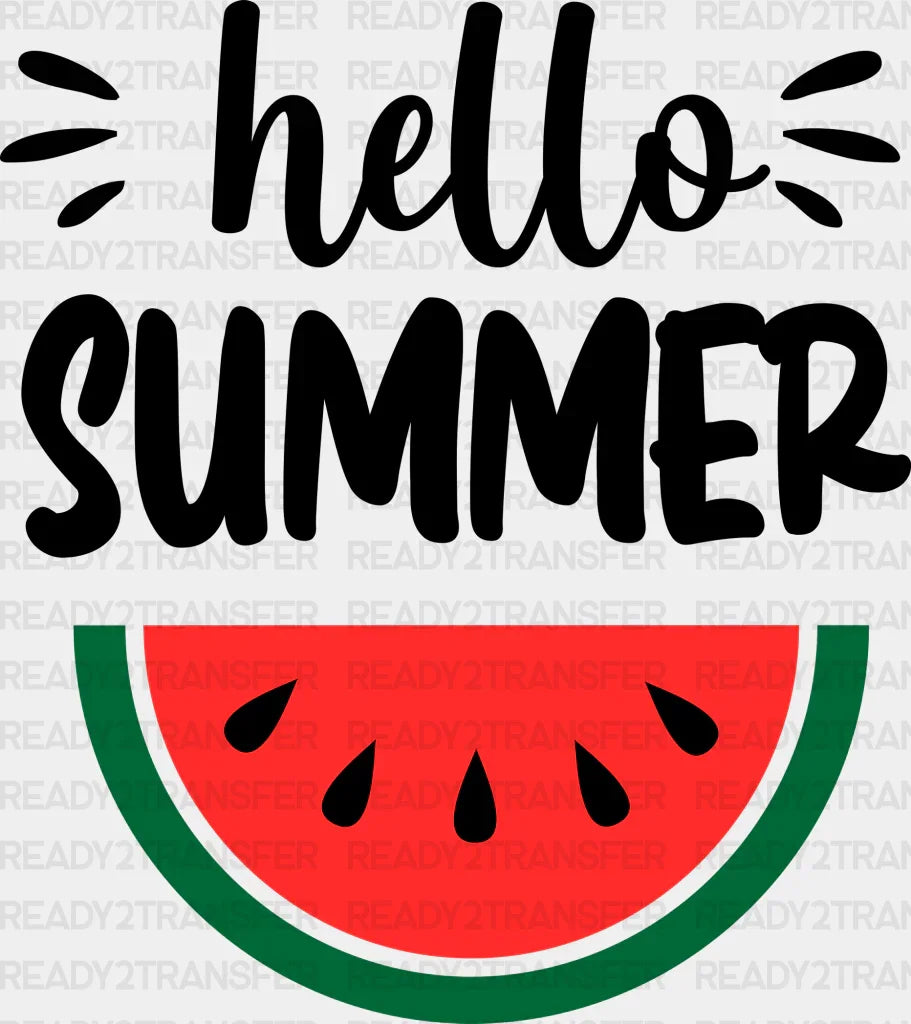Hello Summer Watermelon Dtf Transfer Adult Unisex - S & M (10’) / Black