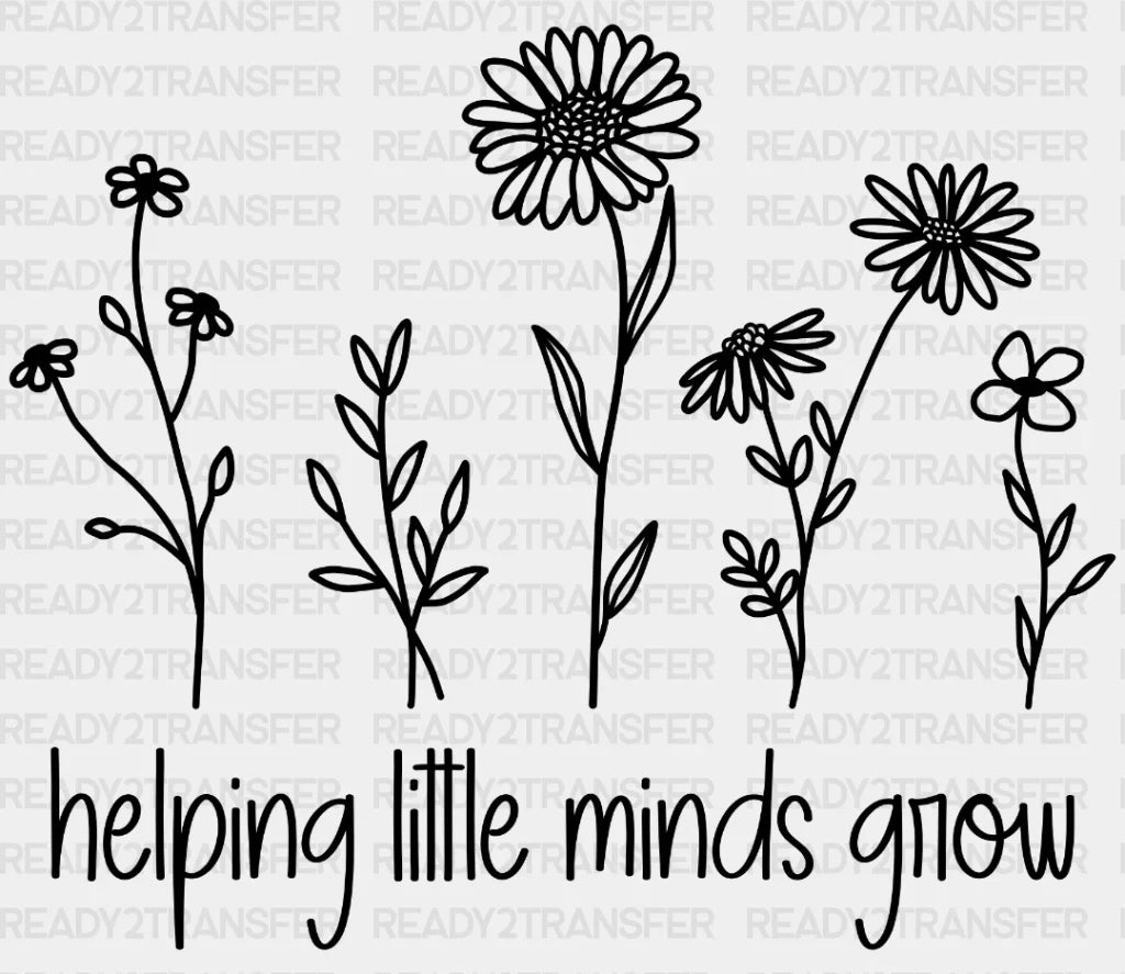 Helping Little Minds Grow DTF Transfer ready2transfer Black