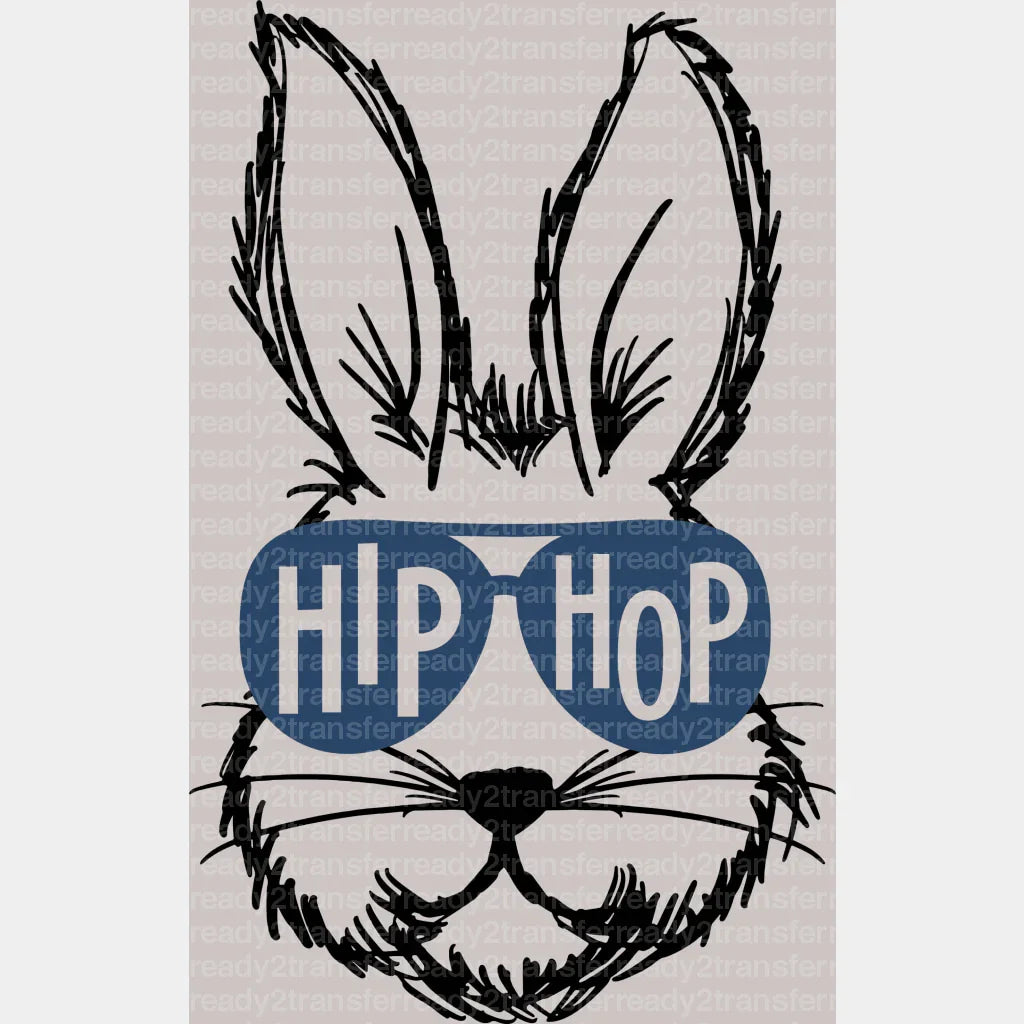 Hip Hop Bunny Easter DTF Heat Transfer, Easter Design ready2transfer Black