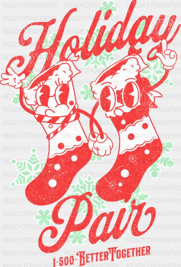 Holiday Pair Socks - Christmas DTF Transfer